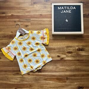 NWT Matilda Jane Enchanted Garden Yellow Sunflowers Forever Knit Tee Shirt 4